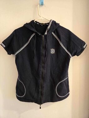BCBGMaxAzria Short-Sleeve Zip Hoodie with White Trim
